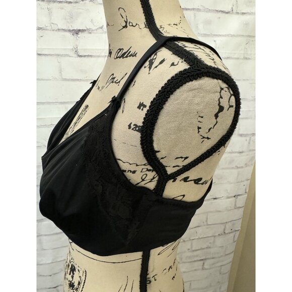 Olga Size 38C Black Cloud 9 Minimizer Bra Underwire Lace Trim G18961A - Picture 5 of 7